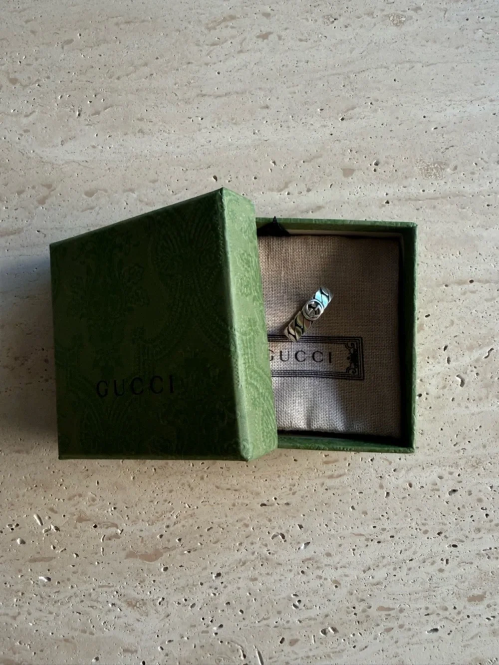 NWB GUCCI WIDE INTERLOCKING STERLING SILVER RING DESIGNER SZ: 21 - Picture 13 of 15